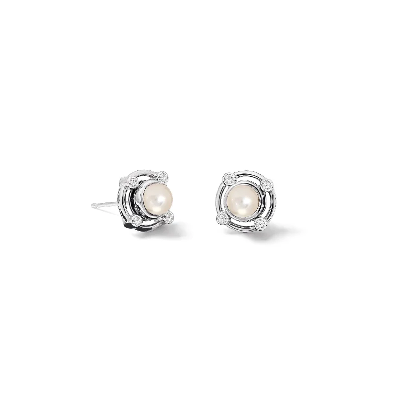 Compass Earring Halos White Gold - Diamond