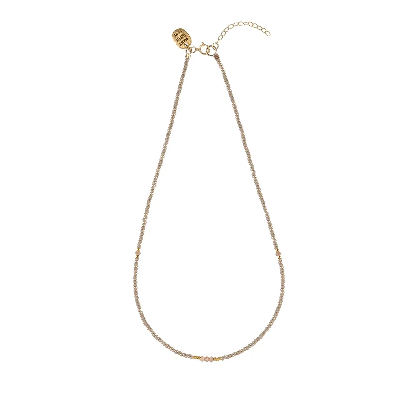 casual necklaces for women-Endito Crystal Necklace - TAUPE