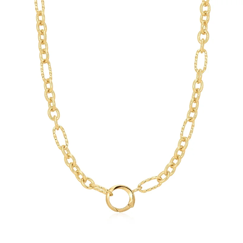 delicate chain necklaces for women-Ania Haie Gold Mixed Link Charm Chain Connector Necklace