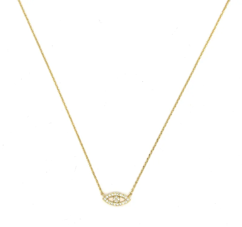 best-selling necklaces for women-Mini Pavé Crystal Evil Eye Necklace- Gold