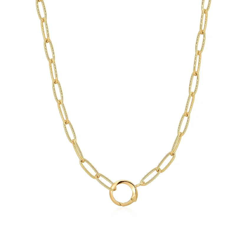 layered gold necklaces for women-Ania Haie Gold Link Charm Chain Connector Necklace