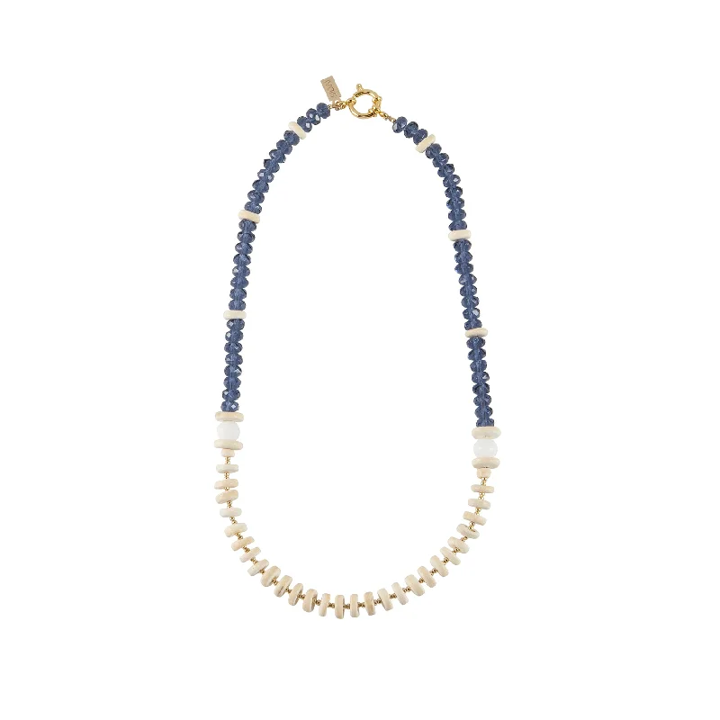 trendy layered necklaces for women-Crystal Origin Necklace - WHITE/IVORY/BLUE