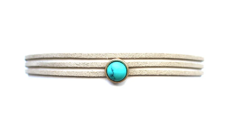 infinity necklaces for women-Marble Dot Choker Necklace- Taupe/Turquoise