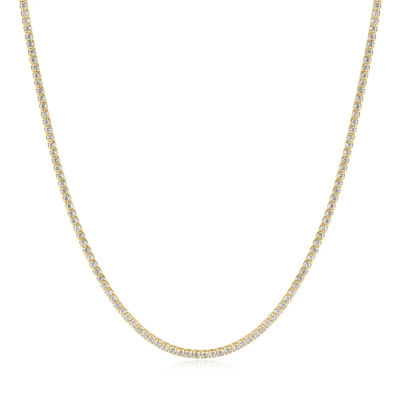 round pendant necklaces for women-Gold Pave Necklace