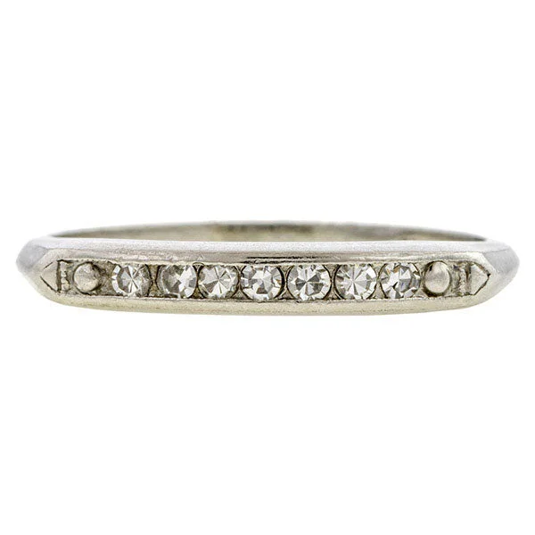 affordable engagement rings for women-Vintage Diamond Wedding Band Ring, Platinum