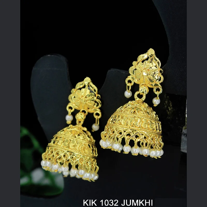 Mahavir Forming Gold Plated Jhumki Earrings  - KIK 1032 Jumkhi