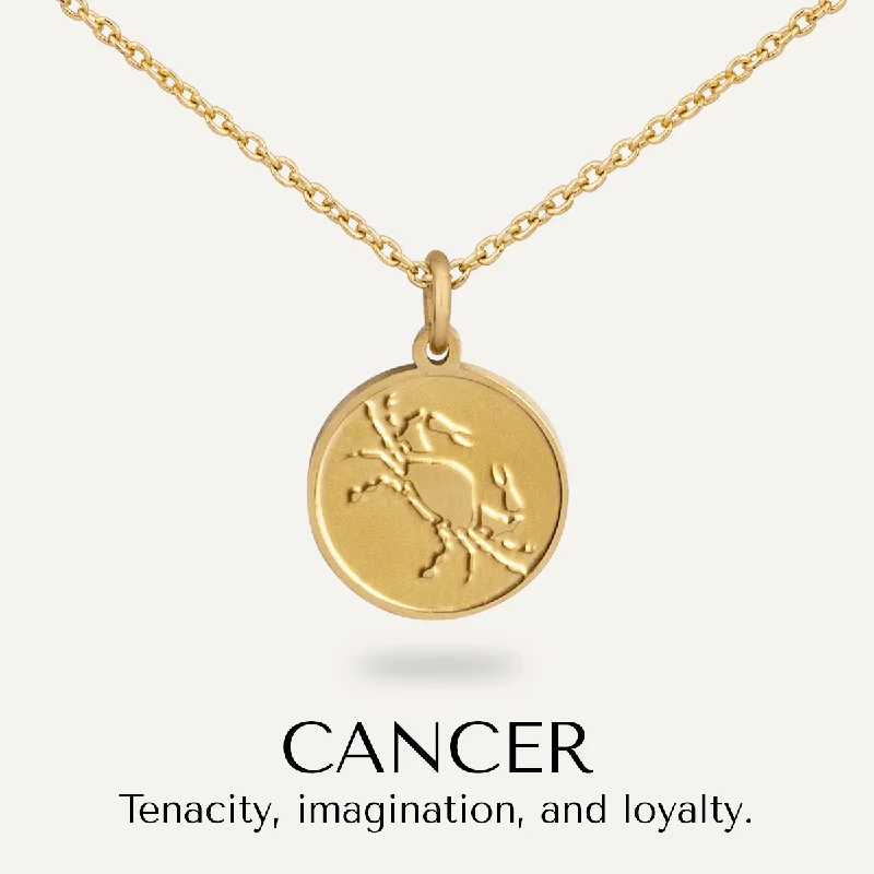 personalized necklaces for women-Cancer Zodiac Necklace In Gold-Tone (June 21 – July 22)