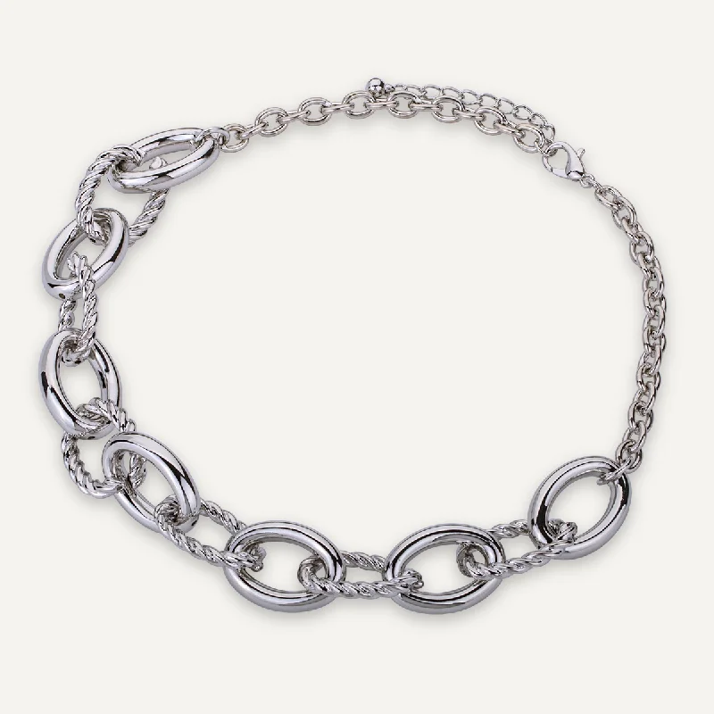 bohemian necklaces for women-Alesha Short Rope Necklace In Silver-Tone