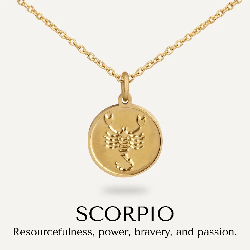 elegant pearl necklaces for women-Scorpio Zodiac Star Sign Necklace In Gold-Tone (October 23 – November 21)