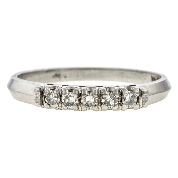 engagement rings with unique stones-Vintage Diamond Wedding Band