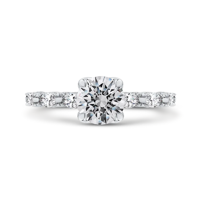 matching engagement rings-14K White Gold Round Cut Diamond Engagement Ring (Semi Mount)