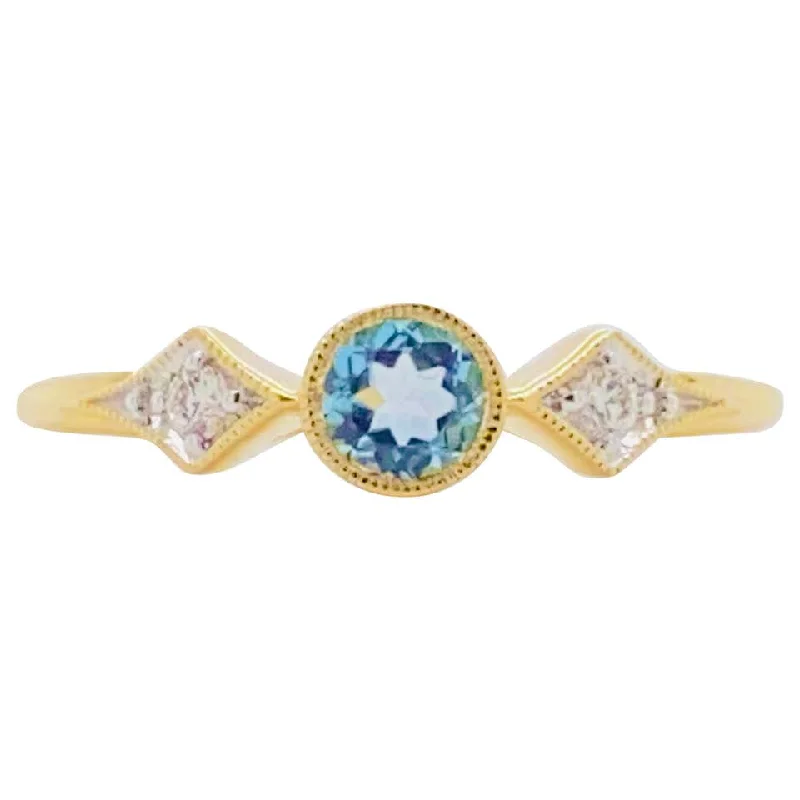 affordable engagement rings for women-Blue Topaz Diamond Ring