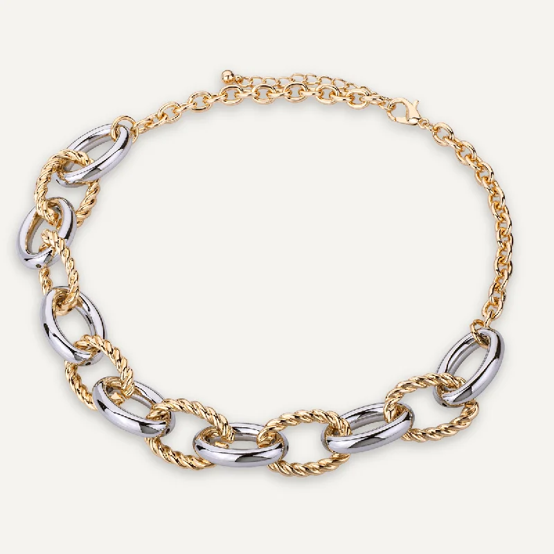 diamond necklaces for women-Alesha Short Rope Necklace In Gold & Silver-Tone