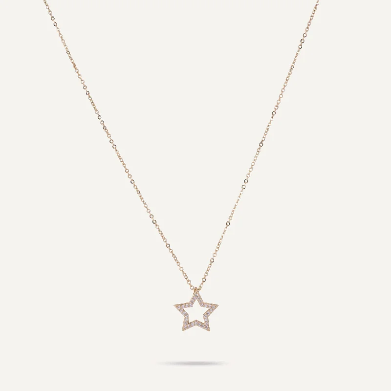 designer pendant necklaces for women-Keira Cubic Zirconia Star Pendant Necklace In Gold-Tone