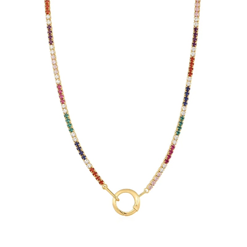 white gold necklaces for women-Ania Haie Gold Rainbow Chain Connector Necklace