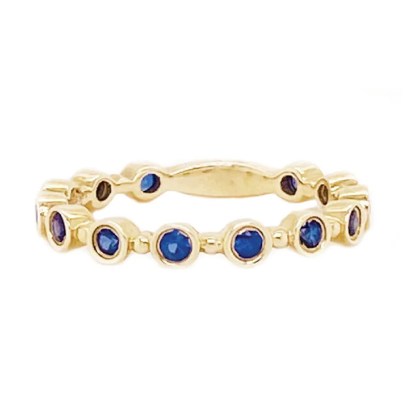 wedding set rings for women-Blue Sapphire Bubble Stackable Ring