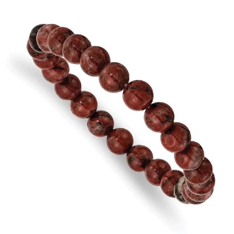 trendy bracelets for women-trendy bracelets for women-Sesame Red Agate Beaded Stretch Bracelet