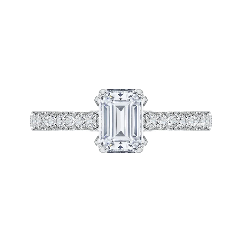 stunning sapphire engagement rings-14K White Gold Emerald Cut Diamond Cathedral Style Engagement Ring