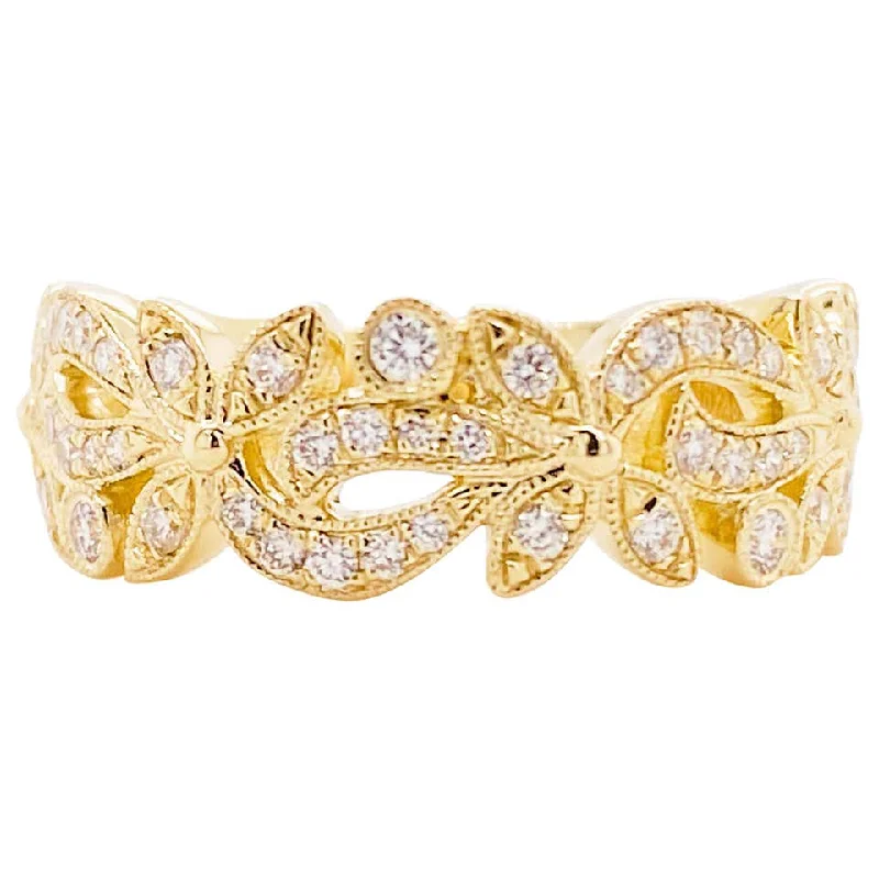 wedding ring sets for women-Diamond Flower Band