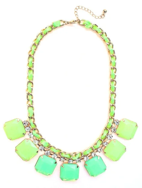 heart pendant necklaces for women-Neon Rope Chain Necklace- Lime