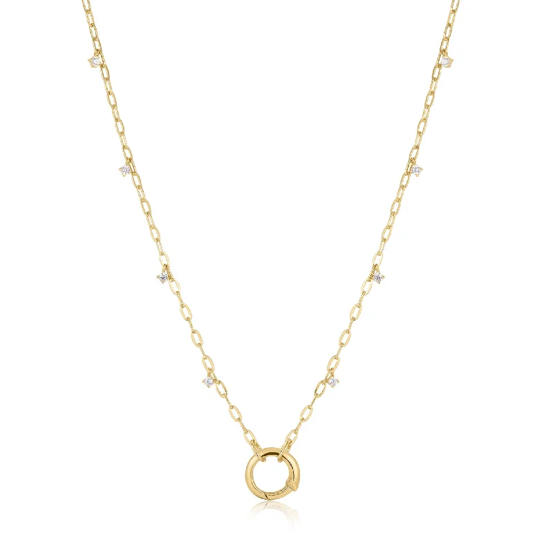 bridal necklaces for women-Gold Shimmer Chain Charm Connector Necklace