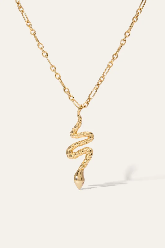 chunky necklaces for women-Large Snake Gold Vermeil Necklace