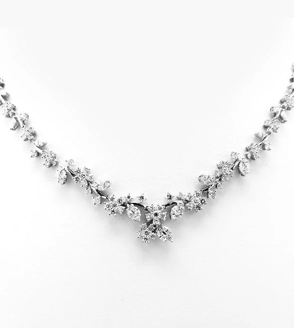 unique chain necklaces for women-ND-002959-18KW-diamond-flower-neckalce-140diamonds=5.70cts Call-for-pricing.