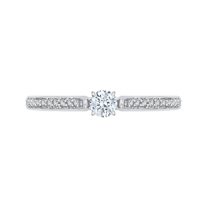 engagement rings for her-14K White Gold Round Cut Diamond Engagement Ring