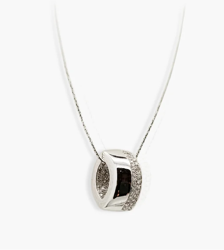 unique silver necklaces for women-ND-003512-18KW-oval-pave-diamond-pendant-D=0.54cts-gh-si