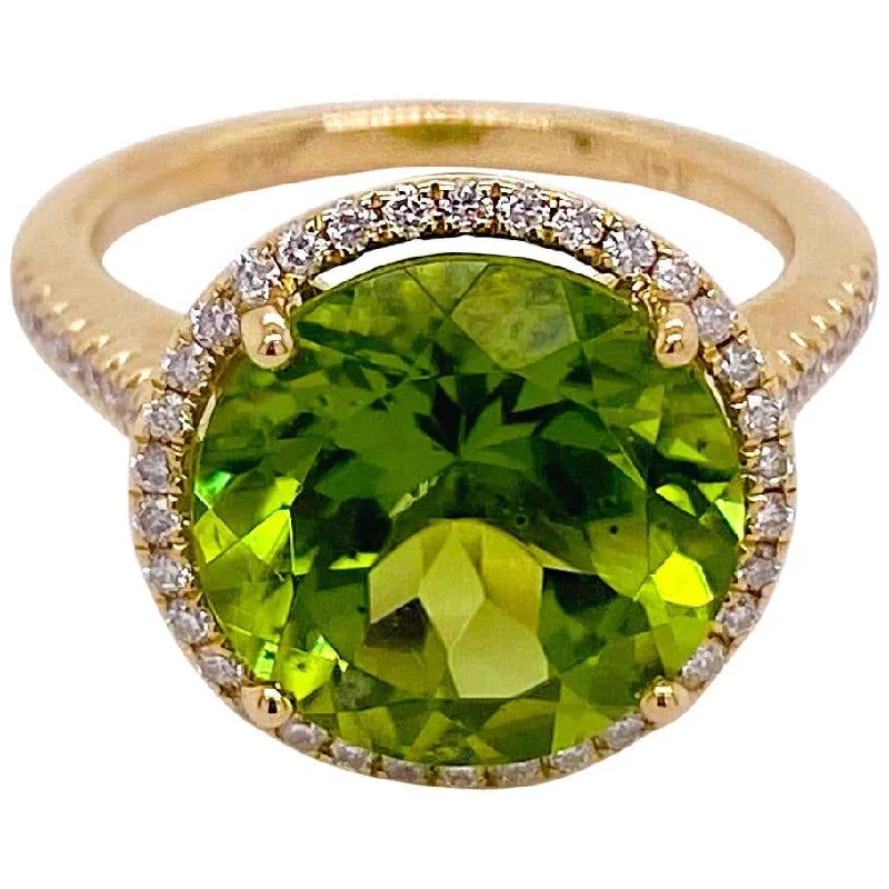 fashion rings for women-Peridot Diamond Halo Ring