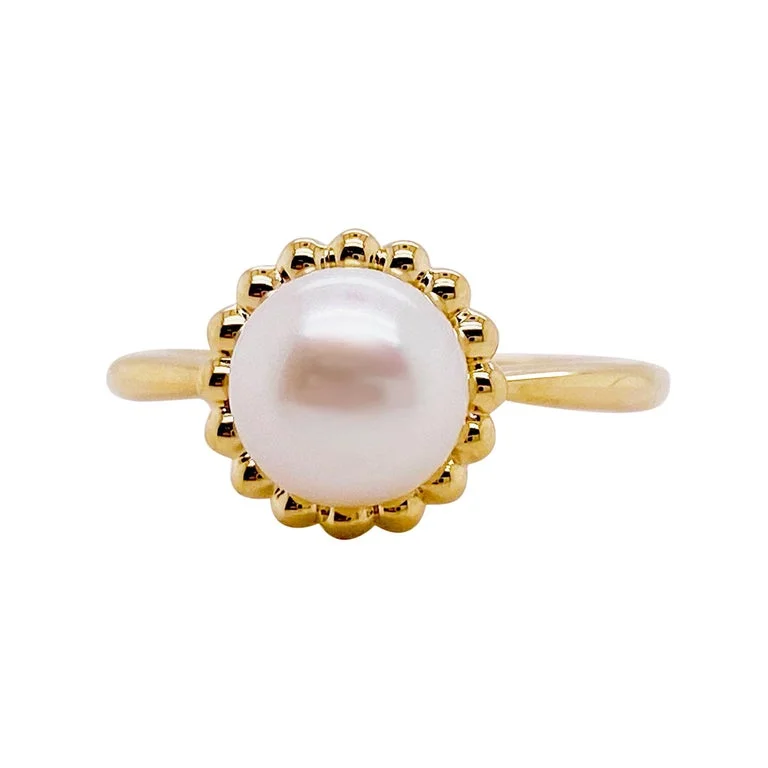 minimalistic rings for women-Pearl Beaded Frame Ring