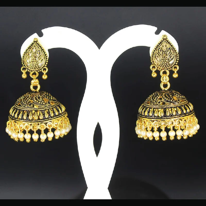 Mahavir Gold Plated White Pearl Jhumki Earrings - AI JUMKHI 1639